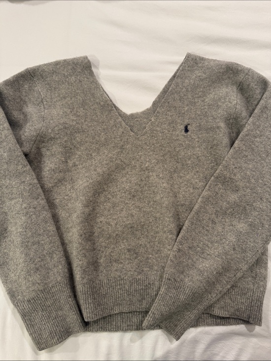 Polo Ralph Lauren Sweaters - Polo by Ralph Lauren Light Gray V-Neck Women's Sweater